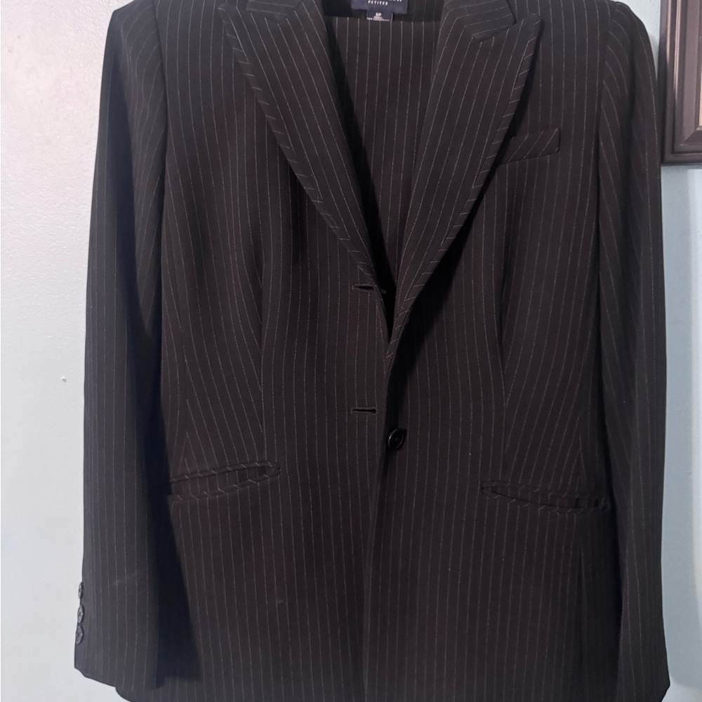 Ann Taylor Black Pantsuit blazer 6P pants 8P